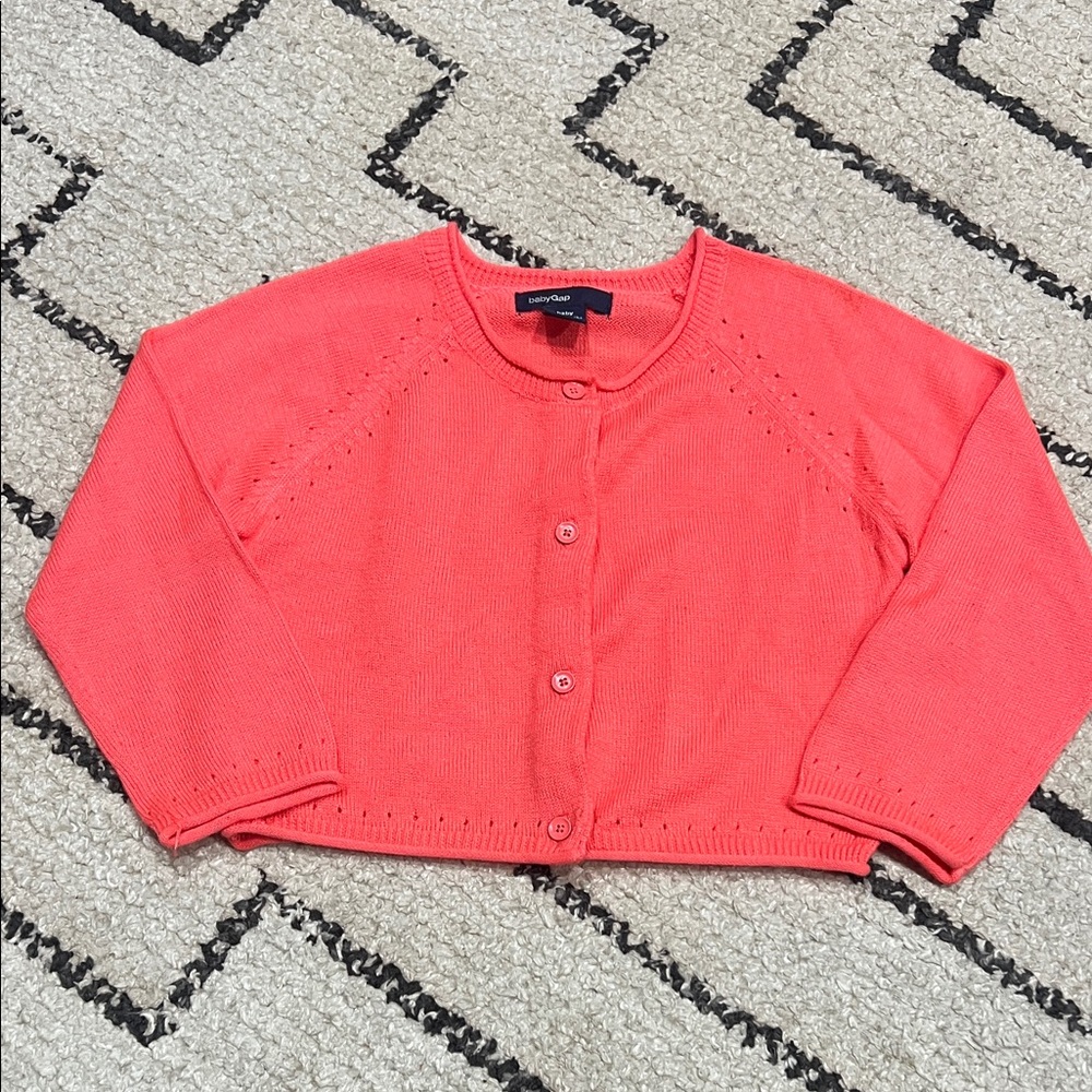 GAP Vibrant Coral Knit Cardigan